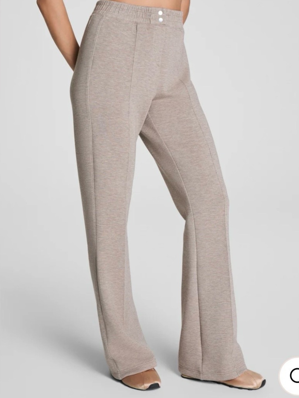 SPANX BRUSHED AIRESSENTIALS FLARE PANTS - BIRCH HEATHER Medium Tall